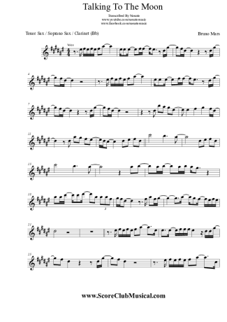 Bruno Mars  score for Clarinet (Bb)