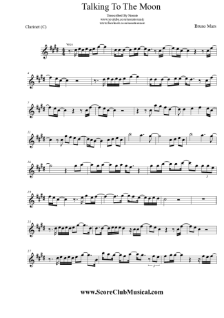 Bruno Mars  score for Clarinet (C)