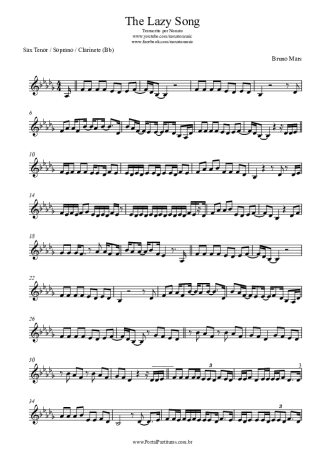 Bruno Mars  score for Tenor Saxophone Soprano (Bb)