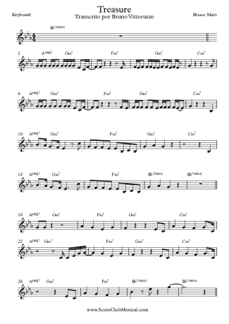 Bruno Mars Treasure score for Keyboard