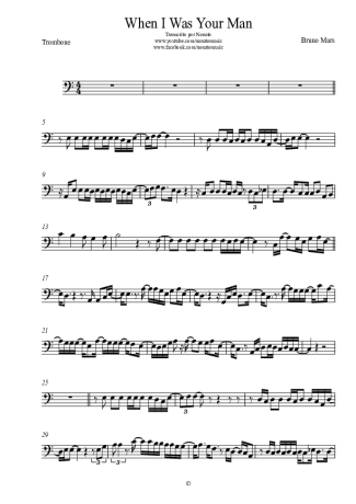 Bruno Mars  score for Trombone