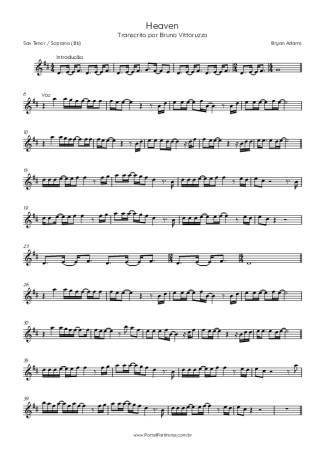 Bryan Adams Heaven score for Tenor Saxophone Soprano (Bb)