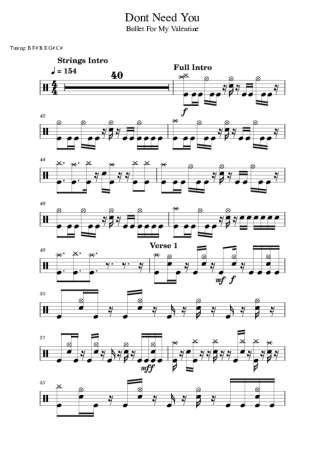 Bullet For My Valentine  score for Drums