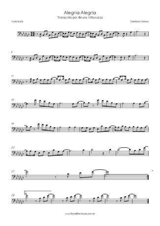 Caetano Veloso Alegria, Alegria score for Cello