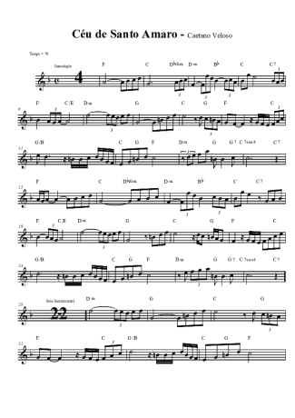 Caetano Veloso Céu De Santo Amaro score for Clarinet (Bb)