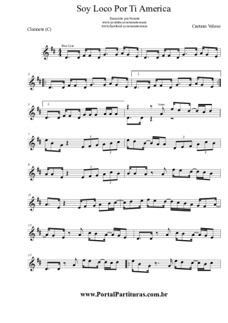 Caetano Veloso  score for Clarinet (C)