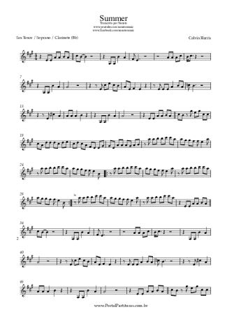 Calvin Harris  score for Tenor Saxophone Soprano (Bb)