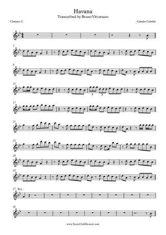 Camila Cabello Havana score for Clarinet (C)