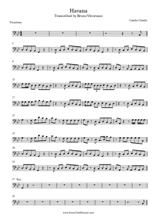 Camila Cabello Havana score for Trombone