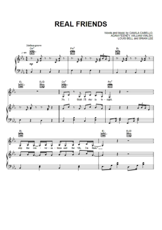 Camila Cabello Real Friends score for Piano