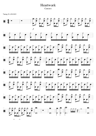 Carcass Heartwork score for Drums