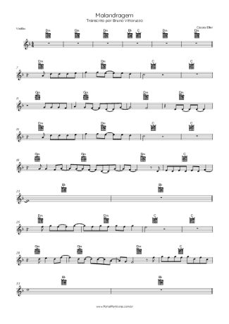 Cássia Eller Malandragem score for Acoustic Guitar