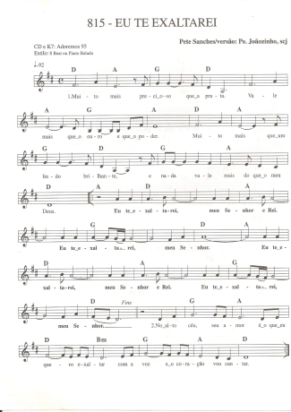 Catholic Church Music (Músicas Católicas)  score for Keyboard