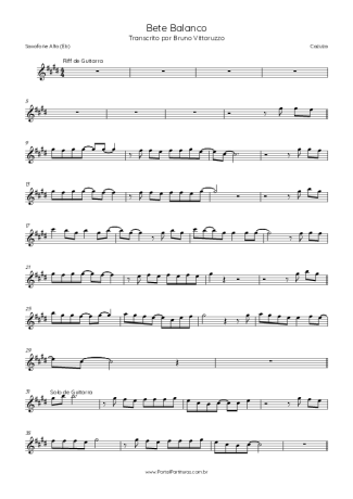 Cazuza Bete Balanco score for Alto Saxophone