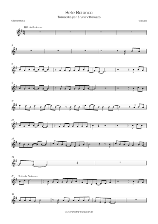 Cazuza  score for Clarinet (C)