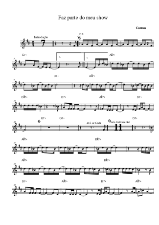 Cazuza Faz Parte Do Meu Show score for Clarinet (Bb)