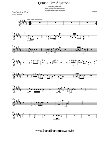 Cazuza Quase Um Segundo score for Alto Saxophone