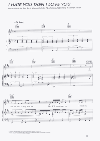 Céline Dion  score for Piano