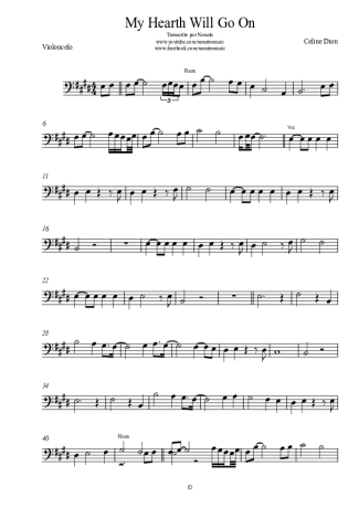 Céline Dion  score for Cello