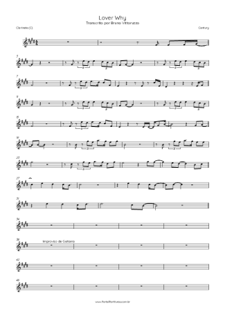 Century Lover Why score for Clarinet (C)