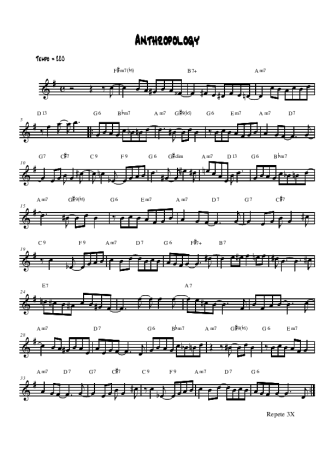 Charlie Parker Anthropology score for Alto Saxophone