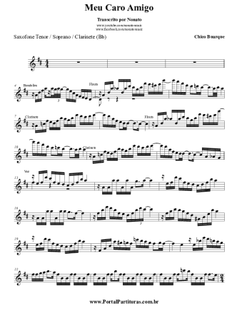 Chico Buarque Meu Caro Amigo score for Clarinet (Bb)