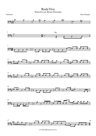 Chico Buarque Roda Viva score for Cello