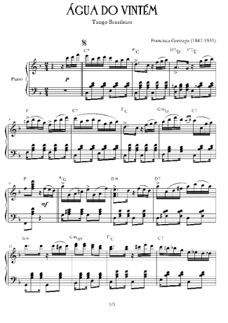 Chiquinha Gonzaga Água do Vintém score for Piano