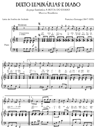 Chiquinha Gonzaga Dueto Luminárias e o Diabo (A Bota do Diabo) score for Piano