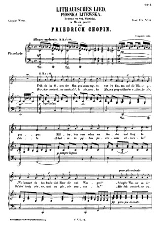 Chopin  score for Piano