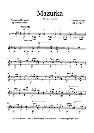 Chopin  score for Acoustic Guitar