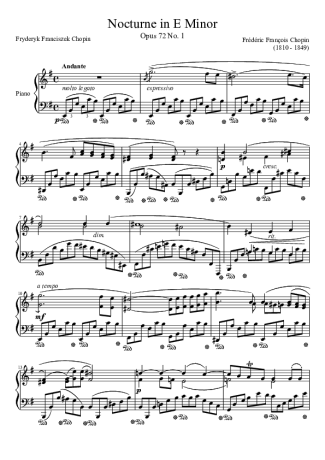 Chopin  score for Piano