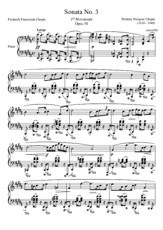 Chopin  score for Piano