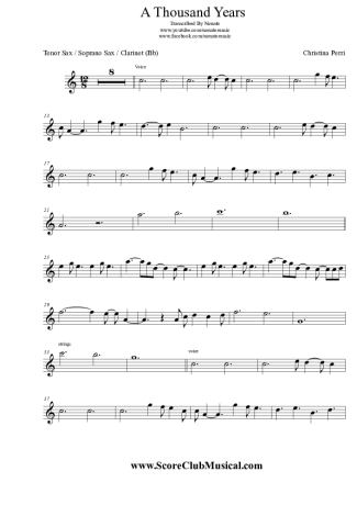 Christina Perri  score for Clarinet (Bb)