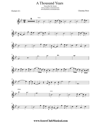 Christina Perri  score for Clarinet (C)