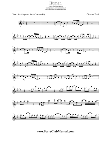 Christina Perri  score for Tenor Saxophone Soprano (Bb)