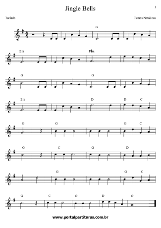 Christmas Songs (Temas Natalinos) Jingle Bells score for Keyboard