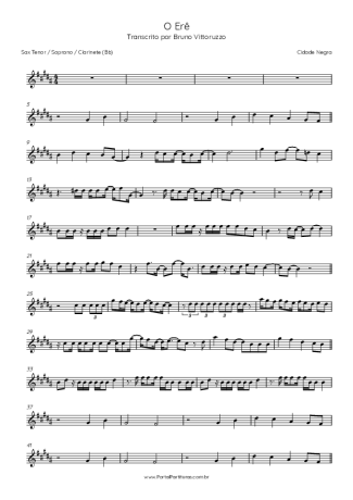 Cidade Negra  score for Tenor Saxophone Soprano (Bb)