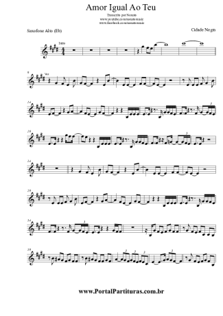 Cidade Negra Onde Você Mora? (Amor Igual Ao Teu) score for Alto Saxophone