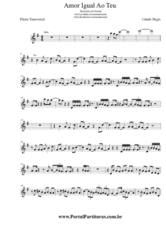 Cidade Negra Onde Você Mora? (Amor Igual Ao Teu) score for Flute