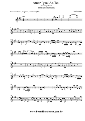 Cidade Negra Onde Você Mora_ (Amor Igual Ao Teu) score for Clarinet (Bb)