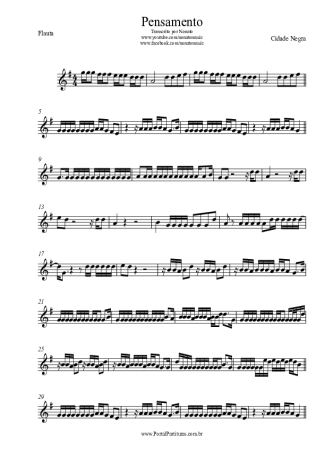 Cidade Negra Pensamento score for Flute