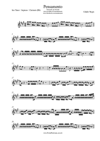 Cidade Negra  score for Tenor Saxophone Soprano (Bb)