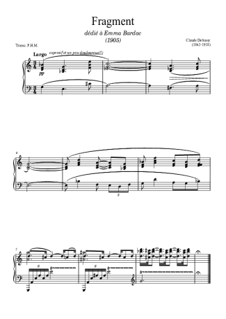 Claude Debussy Fragment For Piano score for Piano