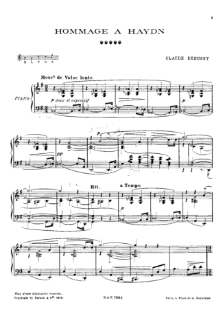 Claude Debussy  score for Piano