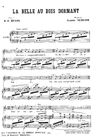Claude Debussy La Belle Au Bois Dormant score for Piano