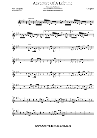 Coldplay  score for Alto Saxophone