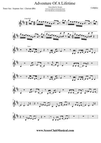 Coldplay  score for Clarinet (Bb)