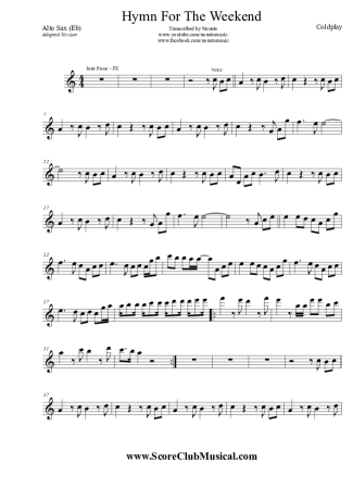 Coldplay  score for Alto Saxophone