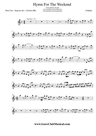 Coldplay  score for Clarinet (Bb)